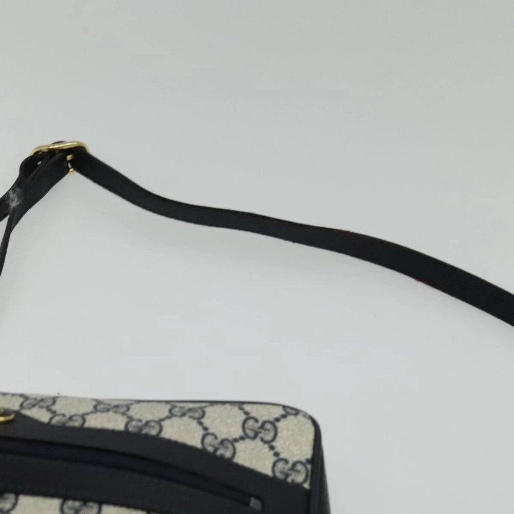 GUCCI GG Supreme Sherry Line Shoulder Bag PVC Navy Gold - Picture 7 of 16